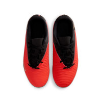 Nike Phantom 6 Low Club Gazon Naturel Artificiel Chaussures de Foot (MG) Enfants Noir Rouge Vif Doré