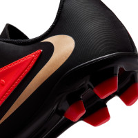 Nike Phantom 6 Low Club Gazon Naturel Artificiel Chaussures de Foot (MG) Enfants Noir Rouge Vif Doré
