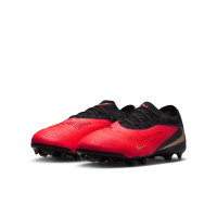 Nike Phantom 6 Low Pro Gras / Kunstgras Voetbalschoenen (MG) Kids Zwart Felrood Goud