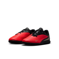 Nike Phantom 6 Low Club Zaalvoetbalschoenen (IN) Kids Zwart Felrood Goud