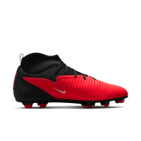 Nike Phantom 6 High Club Gazon Naturel Artificiel Chaussures de Foot (MG) Noir Rouge Vif Doré