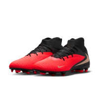 Nike Phantom 6 High Club Gazon Naturel Artificiel Chaussures de Foot (MG) Noir Rouge Vif Doré