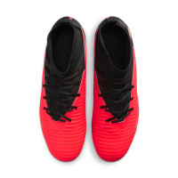 Nike Phantom 6 High Club Gazon Naturel Artificiel Chaussures de Foot (MG) Noir Rouge Vif Doré