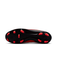 Nike Phantom 6 High Club Gazon Naturel Artificiel Chaussures de Foot (MG) Noir Rouge Vif Doré