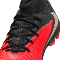 Nike Phantom 6 High Club Gazon Naturel Artificiel Chaussures de Foot (MG) Noir Rouge Vif Doré
