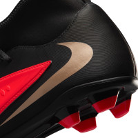 Nike Phantom 6 High Club Gazon Naturel Artificiel Chaussures de Foot (MG) Noir Rouge Vif Doré