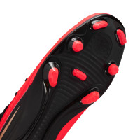 Nike Phantom 6 High Club Gazon Naturel Artificiel Chaussures de Foot (MG) Noir Rouge Vif Doré