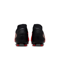 Nike Phantom 6 High Academy Gazon Naturel Artificiel Chaussures de Foot (MG) Noir Rouge Vif Doré