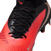 Nike Phantom 6 High Academy Gazon Naturel Artificiel Chaussures de Foot (MG) Noir Rouge Vif Doré