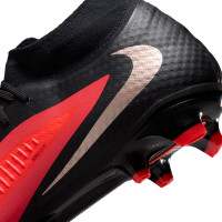 Nike Phantom 6 High Academy Gazon Naturel Artificiel Chaussures de Foot (MG) Noir Rouge Vif Doré