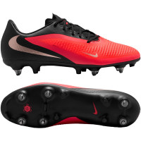 Nike Phantom 6 Low Academy IJzeren-Nop Voetbalschoenen (SG) Anti-Clog Zwart Felrood Goud