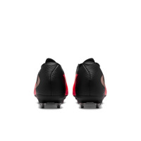 Nike Phantom 6 Low Academy IJzeren-Nop Voetbalschoenen (SG) Anti-Clog Zwart Felrood Goud