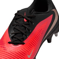 Nike Phantom 6 Low Academy IJzeren-Nop Voetbalschoenen (SG) Anti-Clog Zwart Felrood Goud