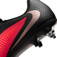 Nike Phantom 6 Low Academy IJzeren-Nop Voetbalschoenen (SG) Anti-Clog Zwart Felrood Goud