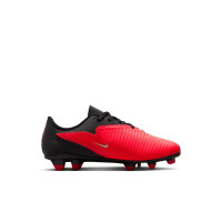 Nike Phantom 6 Low Club Gazon Naturel Artificiel Chaussures de Foot (MG) Tout-Petits Noir Rouge Vif Doré