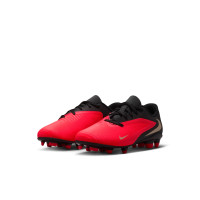 Nike Phantom 6 Low Club Gazon Naturel Artificiel Chaussures de Foot (MG) Tout-Petits Noir Rouge Vif Doré