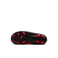 Nike Phantom 6 Low Club Gazon Naturel Artificiel Chaussures de Foot (MG) Tout-Petits Noir Rouge Vif Doré
