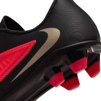Nike Phantom 6 Low Club Gazon Naturel Artificiel Chaussures de Foot (MG) Tout-Petits Noir Rouge Vif Doré