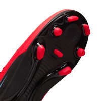 Nike Phantom 6 Low Club Gazon Naturel Artificiel Chaussures de Foot (MG) Tout-Petits Noir Rouge Vif Doré