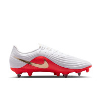 Nike Tiempo Maestro Academy Crampons Vissés Chaussures de Foot (SG) Anti-Clog Blanc Rouge Vif Doré
