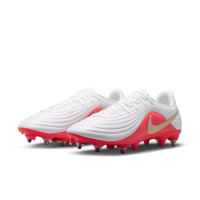 Nike Tiempo Maestro Academy Crampons Vissés Chaussures de Foot (SG) Anti-Clog Blanc Rouge Vif Doré