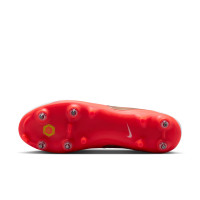 Nike Tiempo Maestro Academy Crampons Vissés Chaussures de Foot (SG) Anti-Clog Blanc Rouge Vif Doré