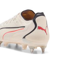 PUMA King 20 Ultimate IJzeren-Nop Voetbalschoenen (SG) Gebroken Wit Zwart Rood