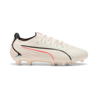 PUMA King 20 Ultimate Gazon Naturel Artificiel Chaussures de Foot (MG) Blanc Cassé Noir Rouge
