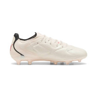 PUMA King 20 Ultimate Gazon Naturel Artificiel Chaussures de Foot (MG) Blanc Cassé Noir Rouge