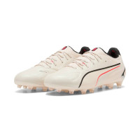 PUMA King 20 Ultimate Gazon Naturel Artificiel Chaussures de Foot (MG) Blanc Cassé Noir Rouge