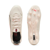 PUMA King 20 Ultimate Gazon Naturel Artificiel Chaussures de Foot (MG) Blanc Cassé Noir Rouge