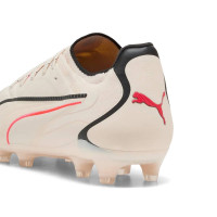 PUMA King 20 Ultimate Gazon Naturel Artificiel Chaussures de Foot (MG) Blanc Cassé Noir Rouge