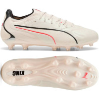 PUMA King 20 Ultimate Gazon Naturel Artificiel Chaussures de Foot (MG) Blanc Cassé Noir Rouge