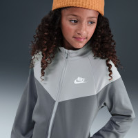 Survêtement Nike Sportswear à fermeture éclair pour Enfants, gris foncé, gris clair, blanc