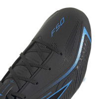 adidas F50 Hyperfast League Gras Voetbalschoenen (FG) Zwart Zwart Blauw