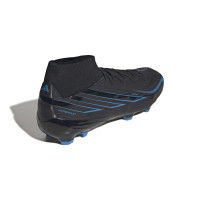 adidas F50 Hyperfast League Mid Gazon Naturel Chaussures de Foot (FG) Noir Noir Bleu