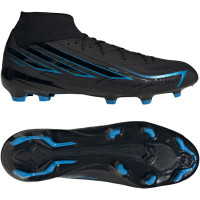 adidas F50 Hyperfast League Mid Gazon Naturel Chaussures de Foot (FG) Noir Noir Bleu