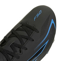 adidas F50 Hyperfast Club Gras / Kunstgras Voetbalschoenen (MG) Kids Zwart Zwart Blauw