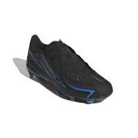 adidas F50 Hyperfast League Gazon Naturel Chaussures de Foot (FG) Enfants Noir Noir Bleu