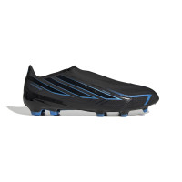 adidas F50 Hyperfast League Sans Lacets Gazon Naturel Chaussures de Foot (FG) Noir Noir Bleu