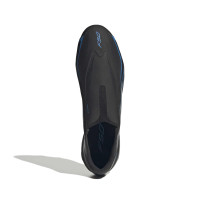 adidas F50 Hyperfast League Sans Lacets Gazon Naturel Chaussures de Foot (FG) Noir Noir Bleu