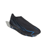 adidas F50 Hyperfast League Sans Lacets Gazon Naturel Chaussures de Foot (FG) Noir Noir Bleu