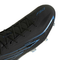 adidas F50 Hyperfast Elite Gazon Naturel Chaussures de Foot (FG) Noir Noir Bleu