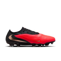Nike Phantom 6 Low Pro Gras Voetbalschoenen (FG) Zwart Felrood Goud