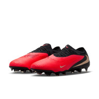 Nike Phantom 6 Low Pro Gras Voetbalschoenen (FG) Zwart Felrood Goud