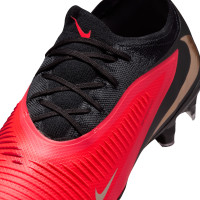 Nike Phantom 6 Low Pro Gras Voetbalschoenen (FG) Zwart Felrood Goud