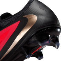 Nike Phantom 6 Low Pro Gras Voetbalschoenen (FG) Zwart Felrood Goud