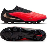Nike Phantom 6 Low Pro Gras Voetbalschoenen (FG) Zwart Felrood Goud