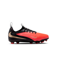 Nike Phantom 6 Low Academy Gazon Naturel Artificiel Chaussures de Foot (MG) Enfants Noir Rouge Vif Doré