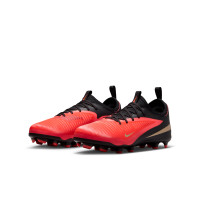 Nike Phantom 6 Low Academy Gazon Naturel Artificiel Chaussures de Foot (MG) Enfants Noir Rouge Vif Doré